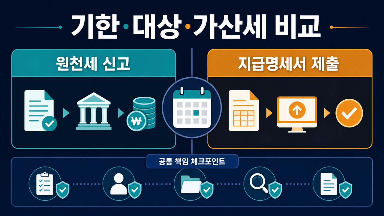 지급명세서 제출기한 놓치면? 원천세 신고와 다른 가산세 기준